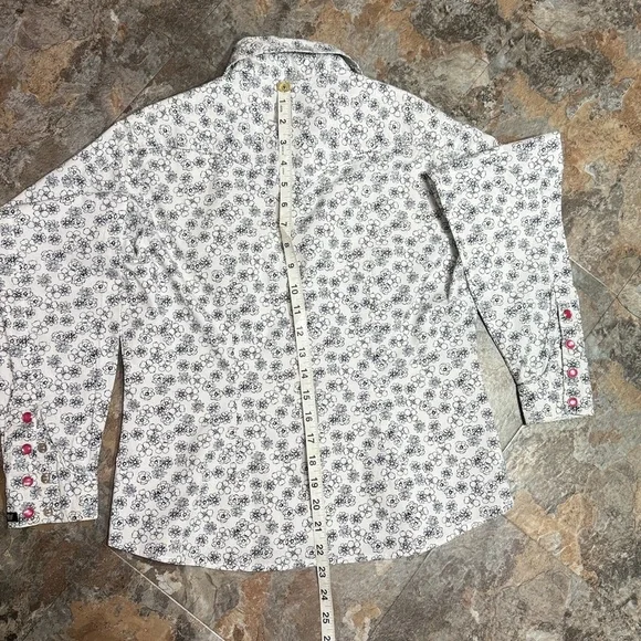 Cruel Girl Black and White Floral Shirt with red snaps size S - Picture 6 of 6